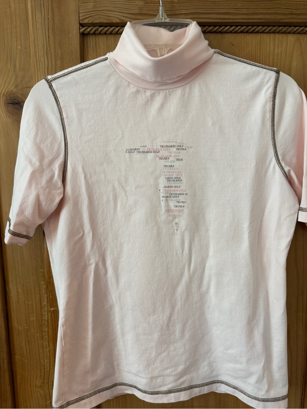 Trussardi Golf Light Pink Turtleneck Short Sleeve Top